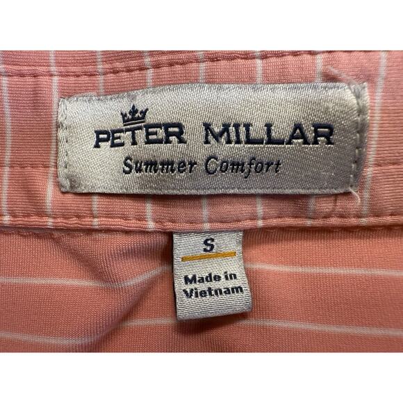 Peter Millar Summer Comfort Men's Polo Shirt Sz S Pink Pin Stripe Golf Preppy - Picture 8 of 12